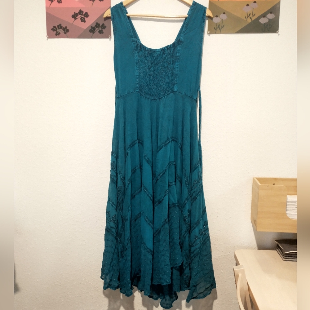 Sakkas Sundara Advance Apparels Stonewashed Rayon Embroidered Dress - Picture 5 of 7